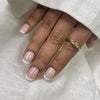Light French Square press-on nails with soft white tips and a natural square shape finish manicure in beirut