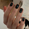 Short glossy black press-on nails – Baby Black set by Impress Me Lebanon