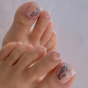 Butterfly French tip press-on toenails with a glossy nude base – Butterfly Kiss pedicure set from Impress Me
