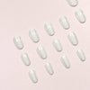 Chrome White press-on nails with a glossy, metallic finish.
