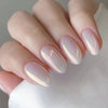 Glossy white chrome press-on nails for effortless style.