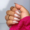 Reusable nude almond-shaped nails from Impress Me Beirut