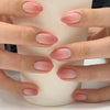 Pink ombré almond press-on nails with a natural glossy finish – Impress Me Lebanon