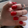 Glossy short square red press-on nails – Red Affair set from Impress Me Lebanon.