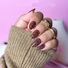 Toffee Hive brown giraffe print press-on nails with glossy finish – autumn nail design available in Lebanon